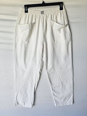 Stay Real Women's White Elastic-Waist Track Pants